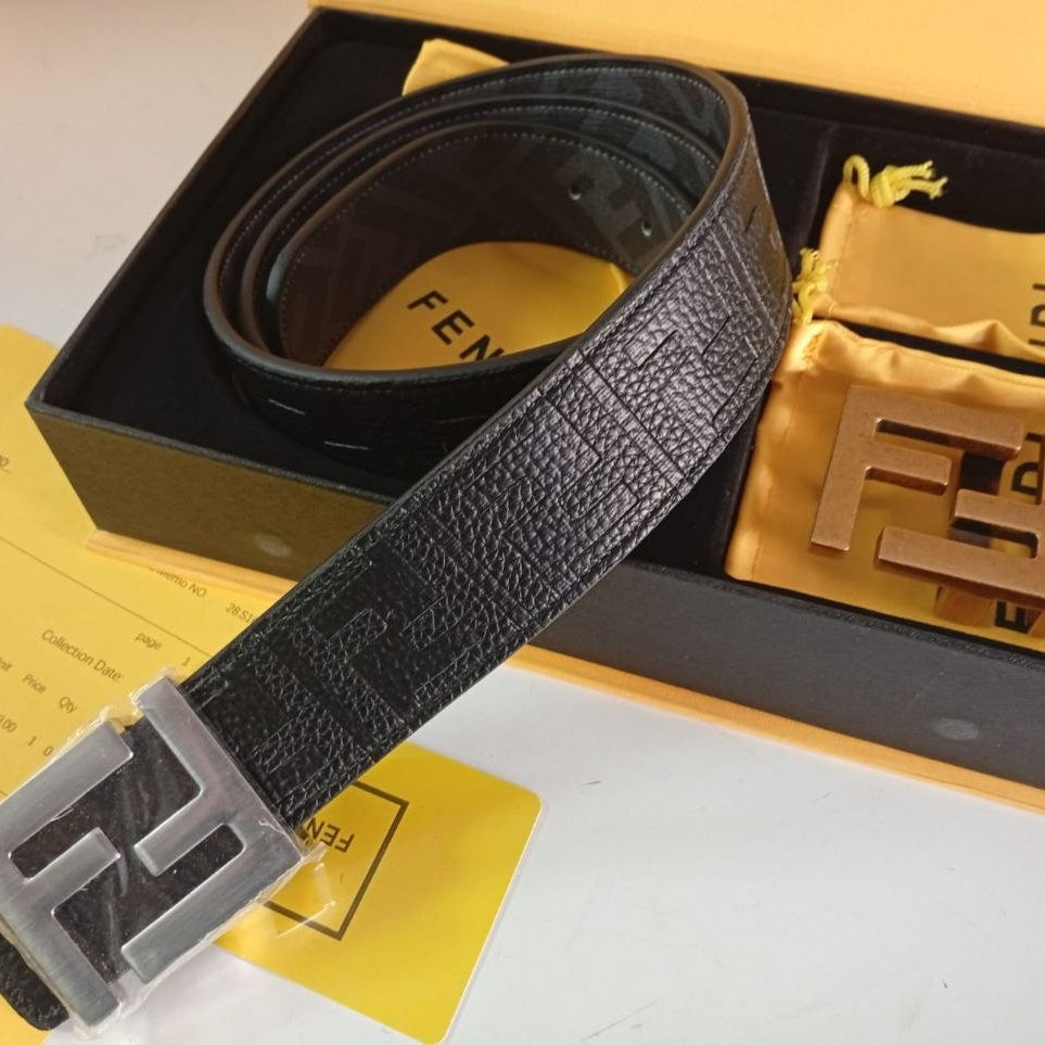 Fendi Reversible Leather Belt Set with Interchangeable Buckle 🖤✨