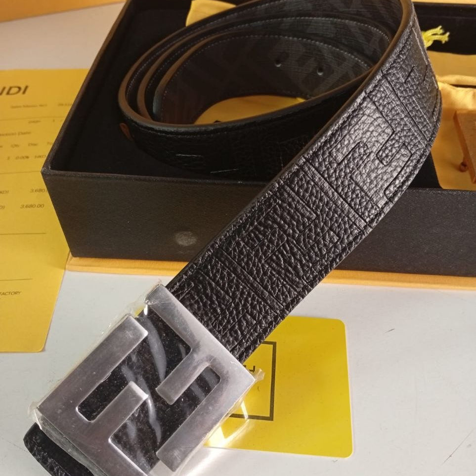 Fendi Reversible Leather Belt Set with Interchangeable Buckle 🖤✨