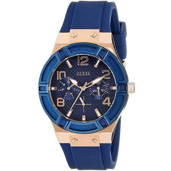 Guess Blue Silicone Multi-Function Watch with Rose Gold Accents ⌚✨