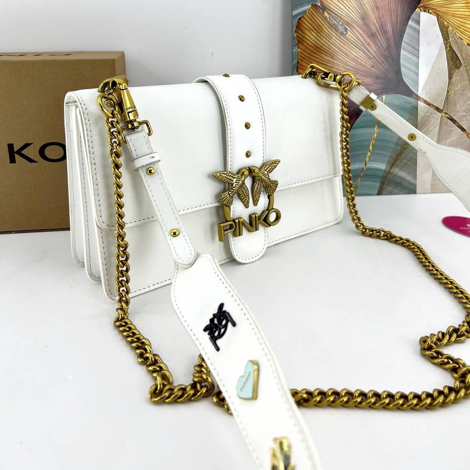 Pinko Iconic Bird Shoulder Bag with Gold Chain Details 🕊️✨