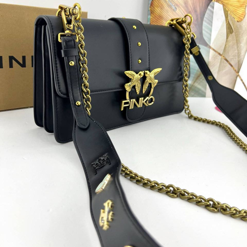 Pinko Iconic Bird Shoulder Bag with Gold Chain Details 🕊️✨