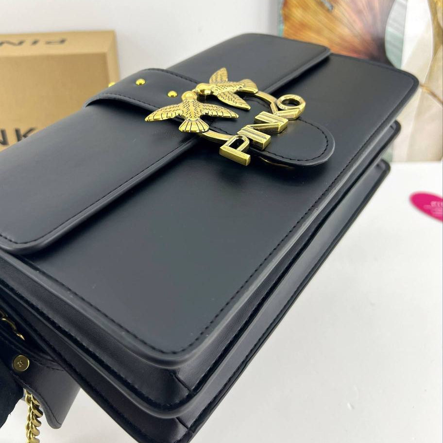 Pinko Iconic Bird Shoulder Bag with Gold Chain Details 🕊️✨