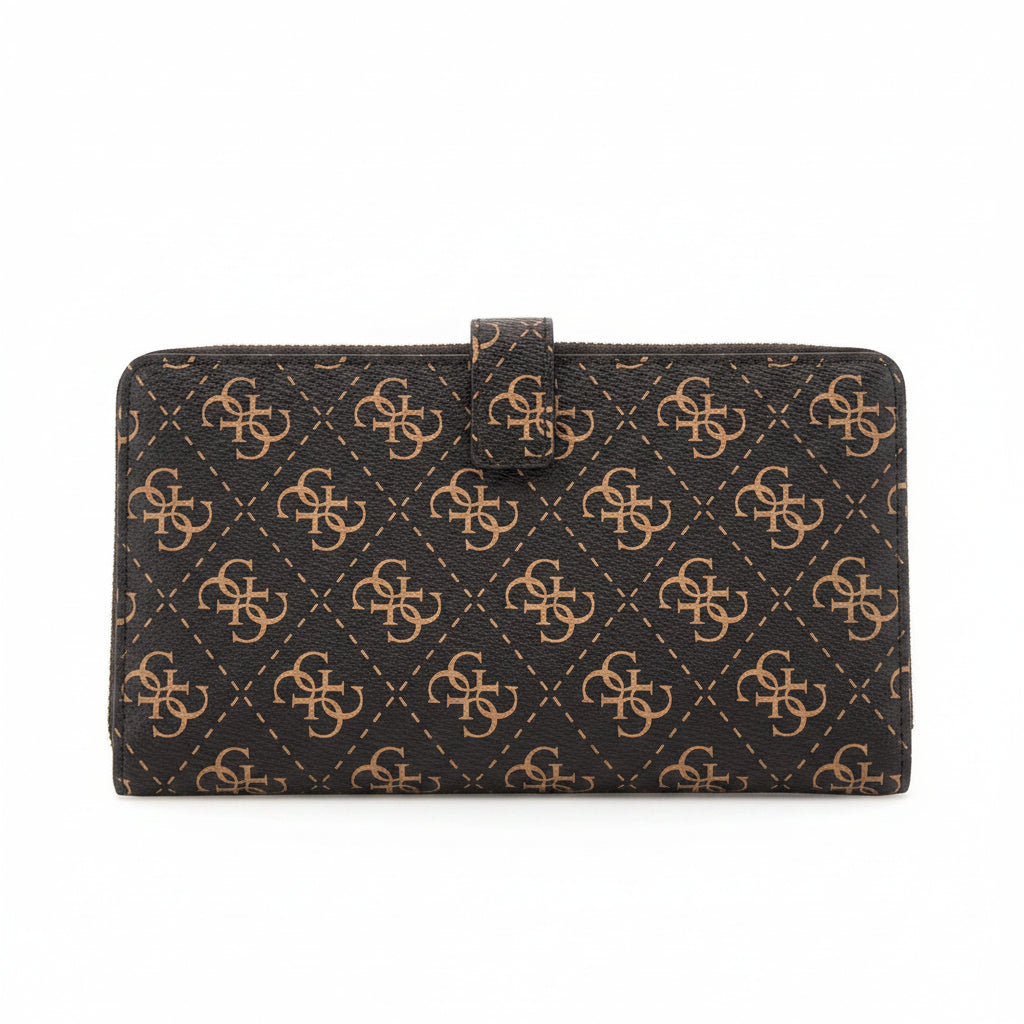 Guess Logo Print Zip Wallet with Snap Closure ✨👜