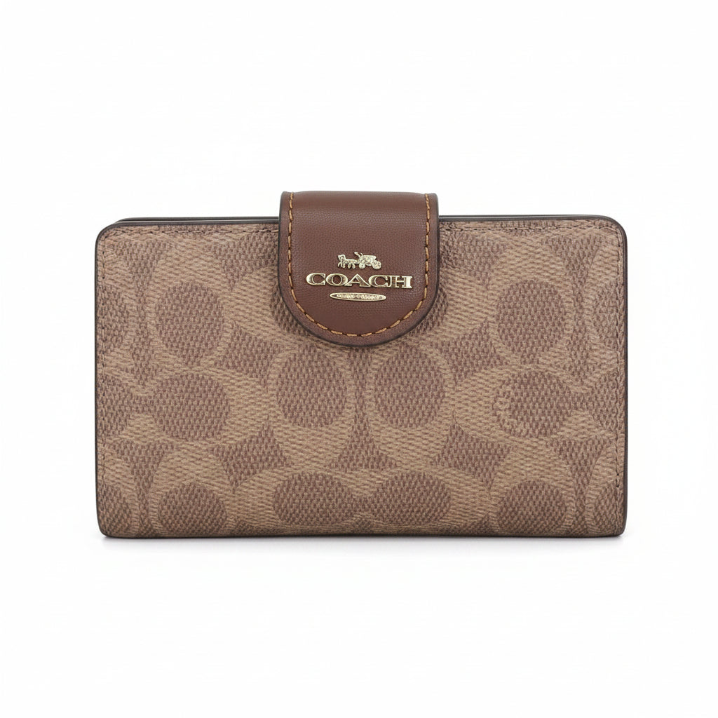 Coach Signature Coated Canvas Medium Corner Zip Wallet 👜✨
