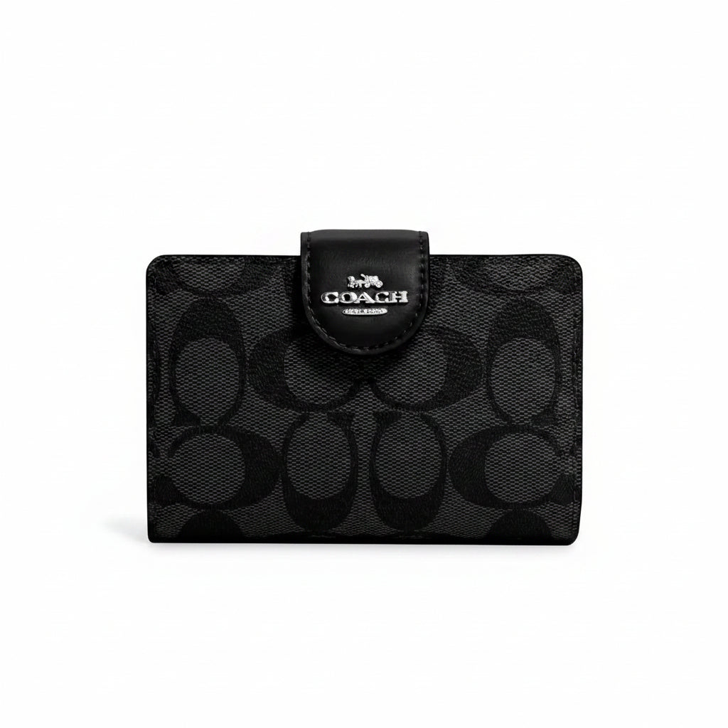 Coach Signature Coated Canvas Medium Corner Zip Wallet 👜✨