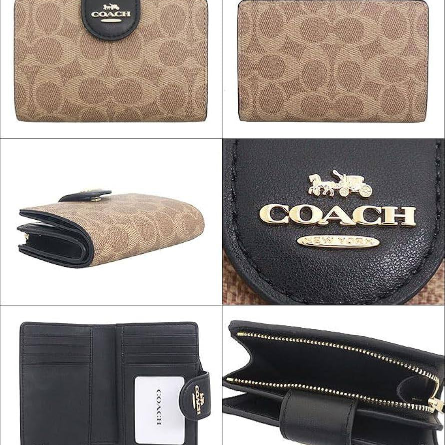Coach Signature Coated Canvas Medium Corner Zip Wallet 👜✨