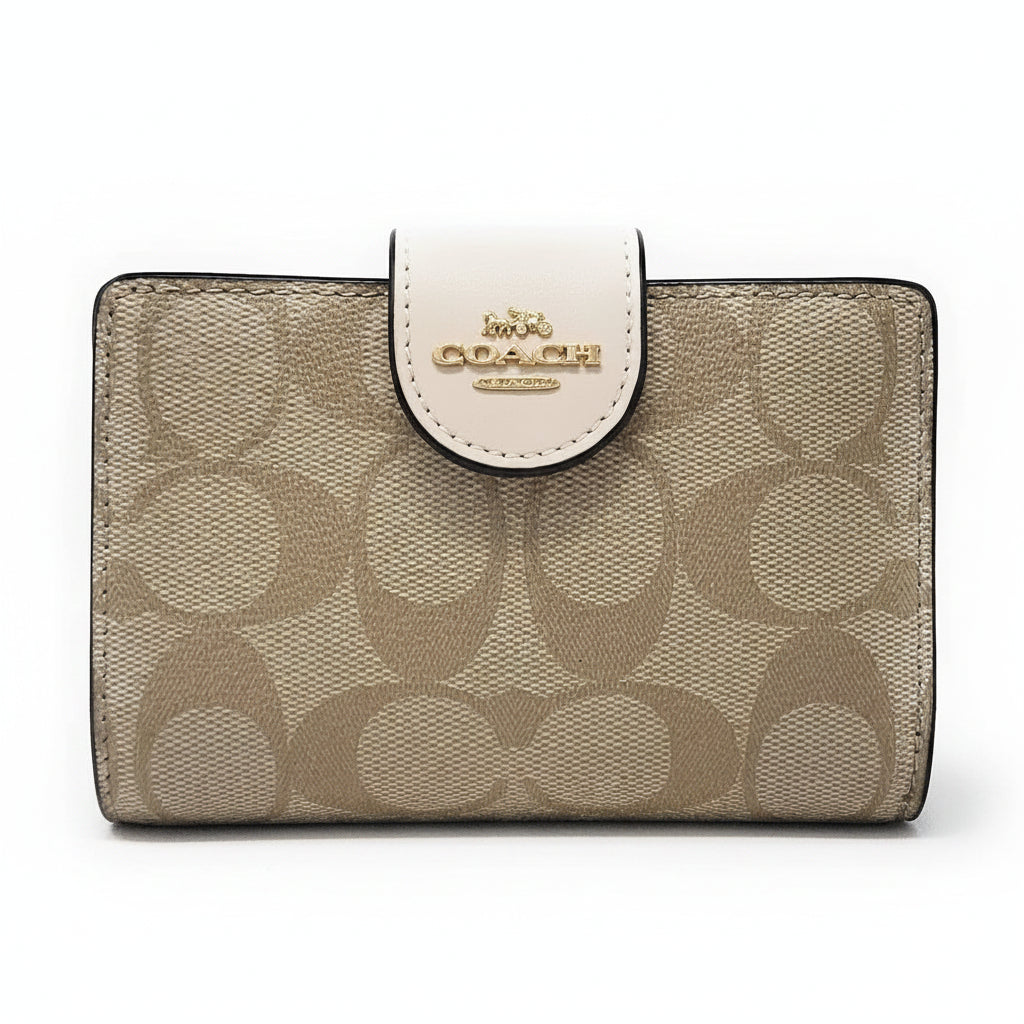 Coach Signature Coated Canvas Medium Corner Zip Wallet 👜✨