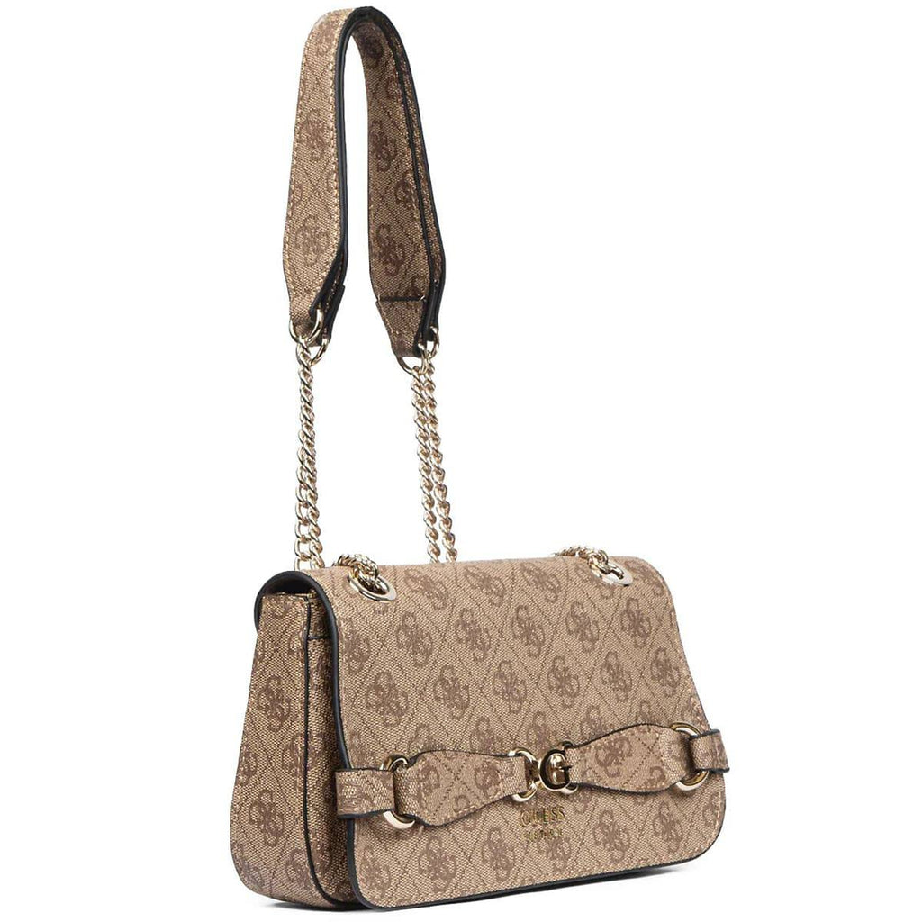 Guess Monogram Print Shoulder Bag with Gold-Tone Chain 👜✨