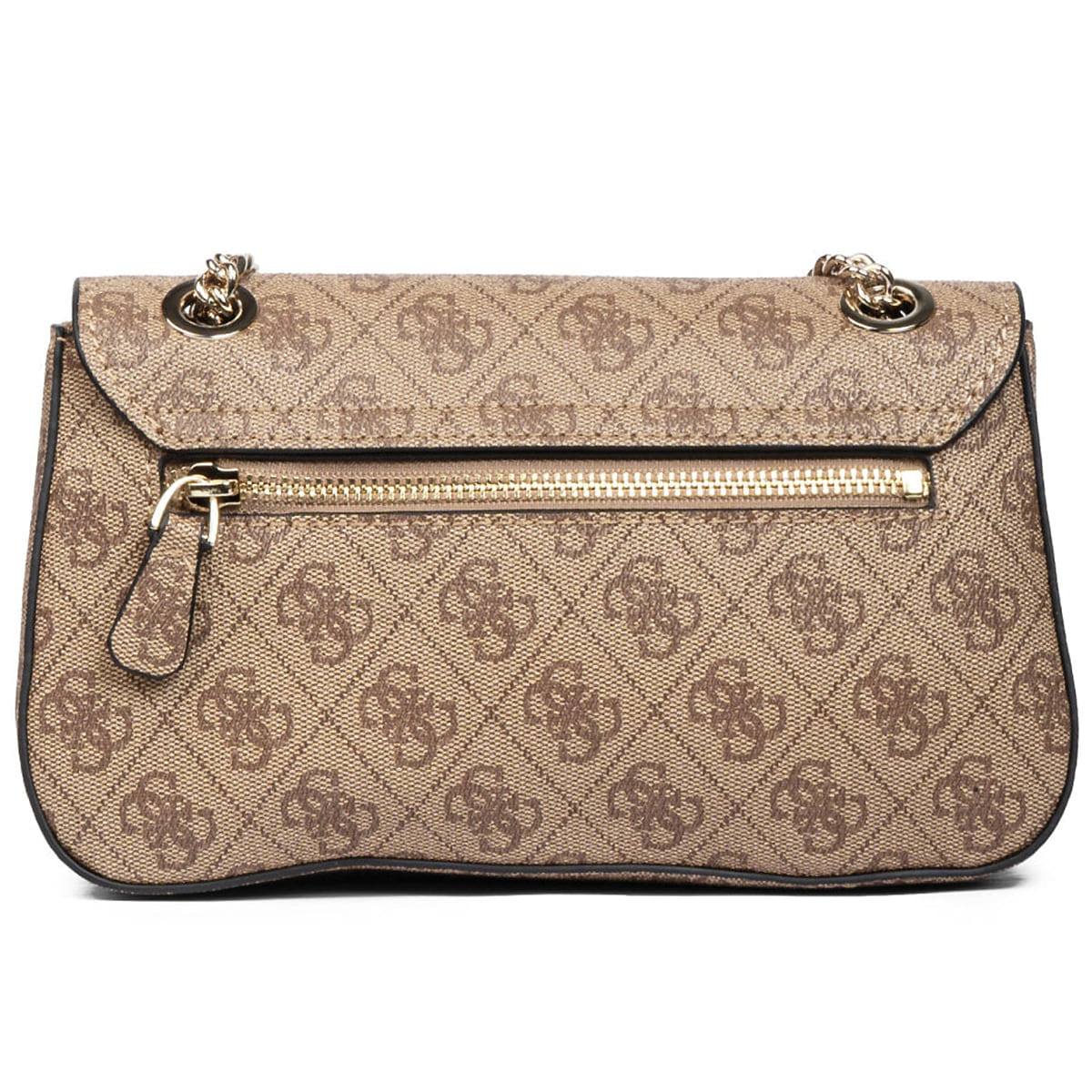Guess Monogram Print Shoulder Bag with Gold-Tone Chain 👜✨