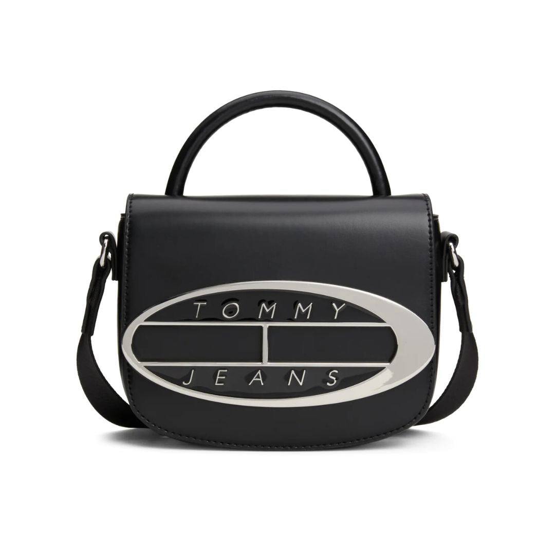 Tommy Jeans Logo Plaque Crossbody Bag in Sleek Black 👜✨