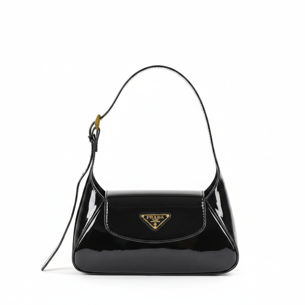 Prada Black Patent Leather Shoulder Bag 🖤✨👜