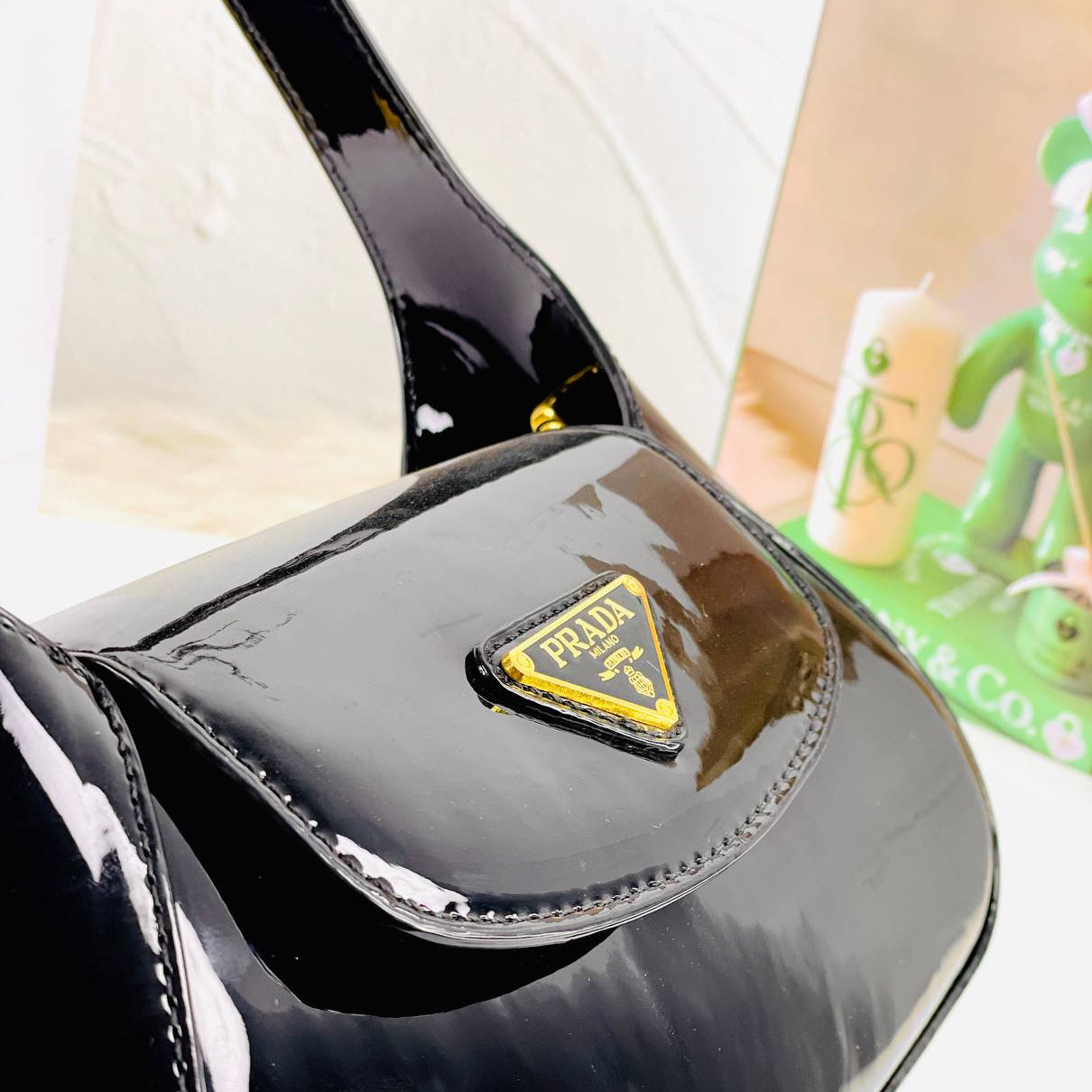 Prada Black Patent Leather Shoulder Bag 🖤✨👜