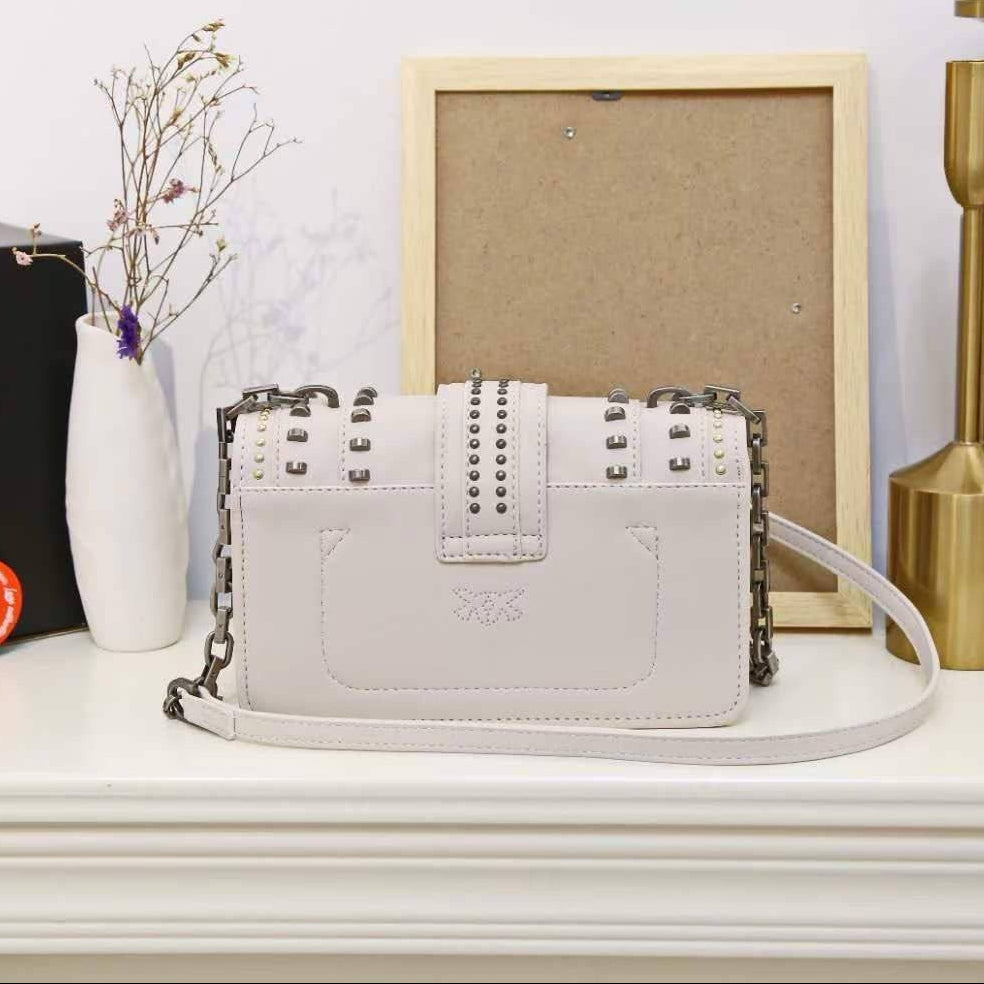 Pinko Studded Shoulder Bag with Signature Bird Hardware 🖤✨👜