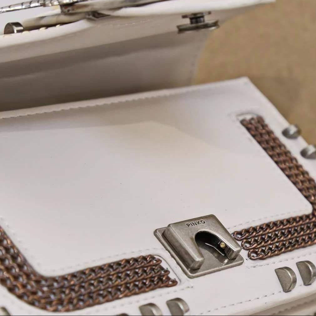 Pinko Studded Shoulder Bag with Signature Bird Hardware 🖤✨👜