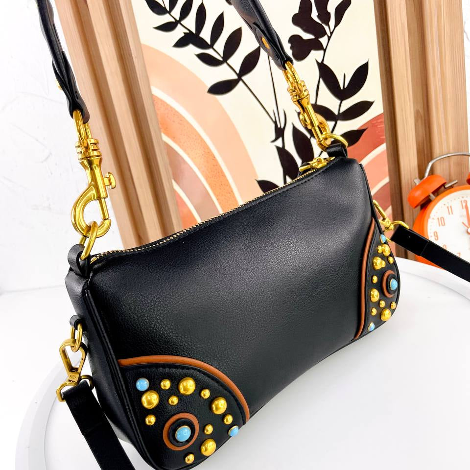 Miu Miu Studded Shoulder Bag with Turquoise Accents