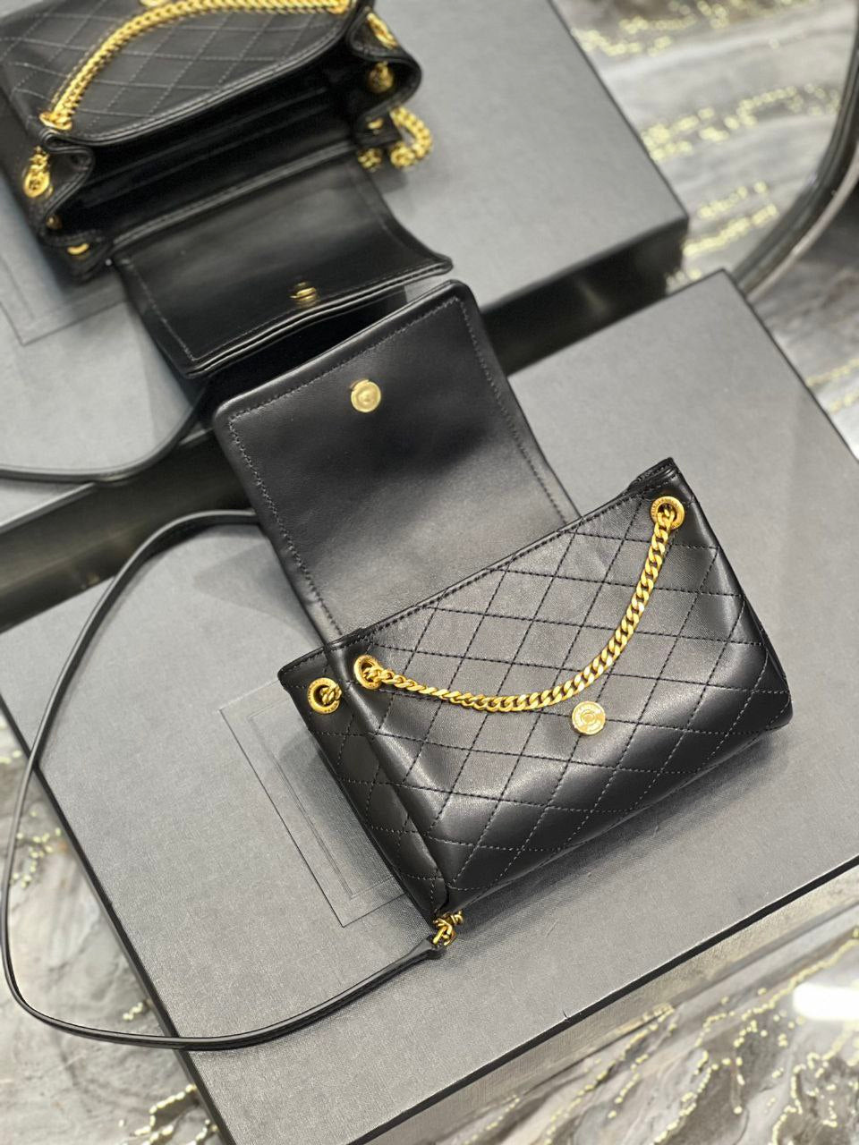 Saint Laurent Nolita Quilted Chain Bag in Black