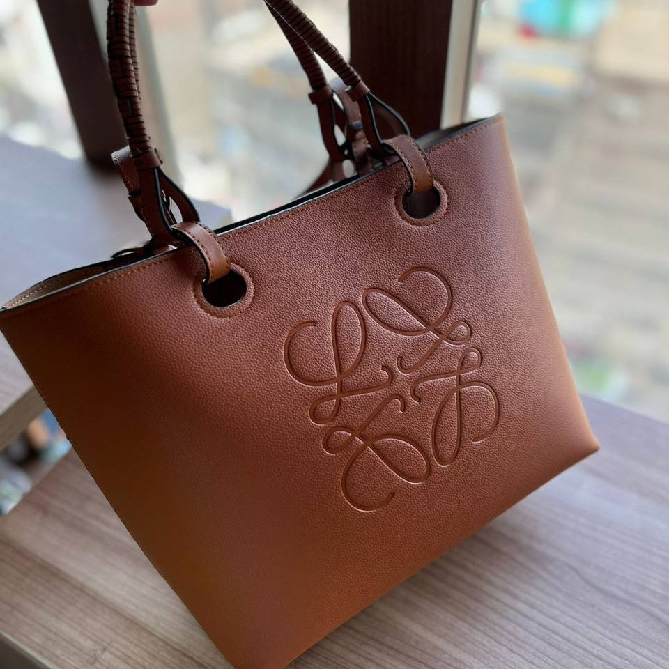 Loewe Embossed Logo Leather Tote Bag