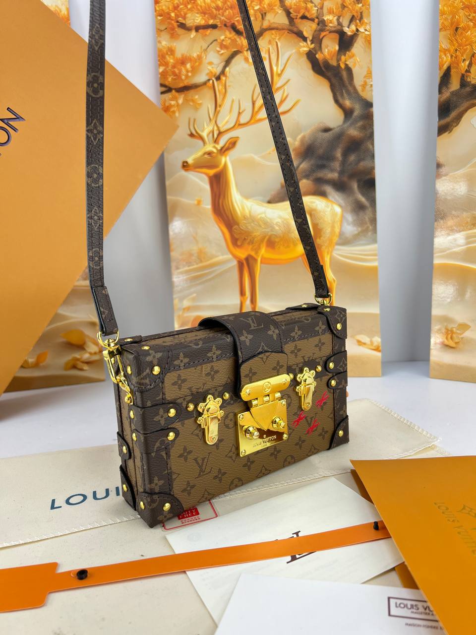 Louis Vuitton Monogram Trunk Bag with Gold Hardware