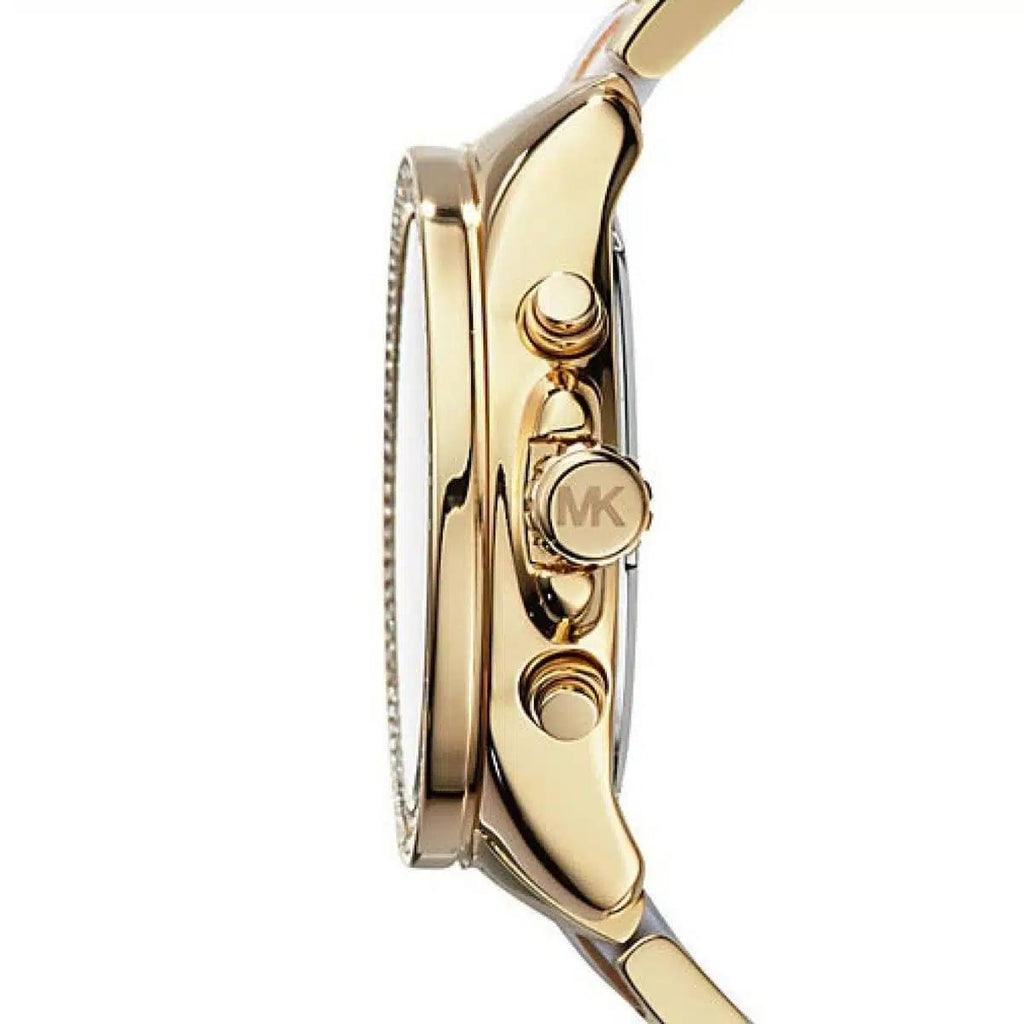 Michael Kors Gold Tone Chronograph Watch with Crystal Bezel