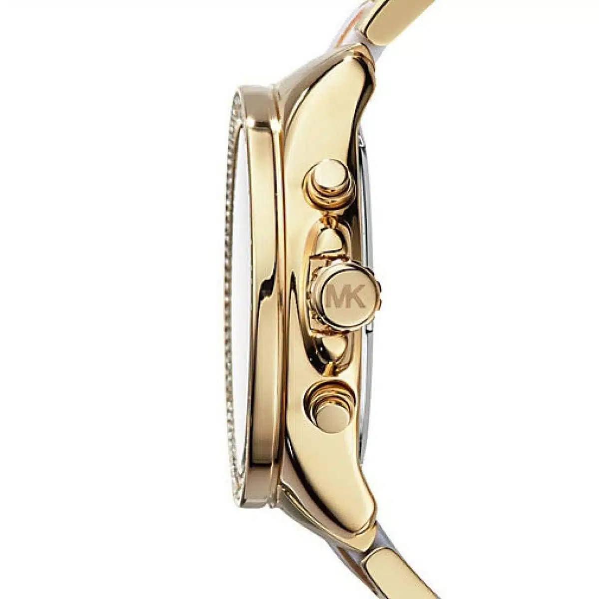 Michael Kors Gold Tone Chronograph Watch with Crystal Bezel
