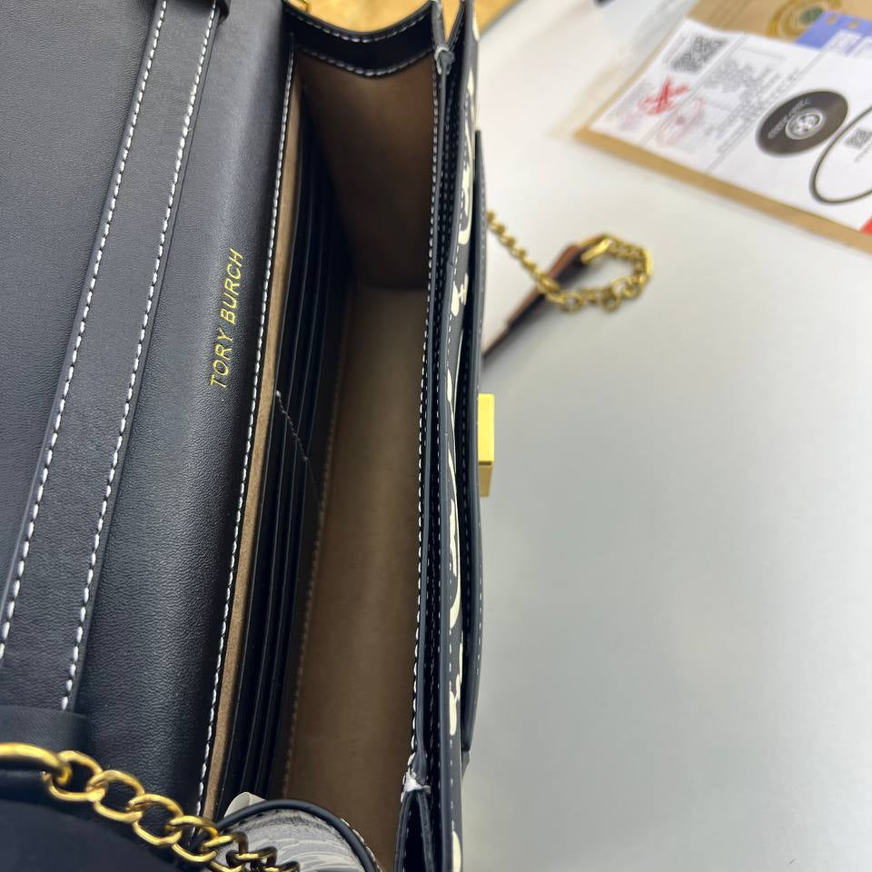 Tory Burch Monogram Crossbody with Chain Strap