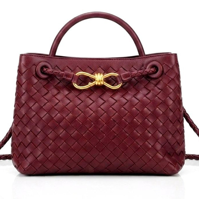 Bottega Veneta Style Metallic Woven Handbag
