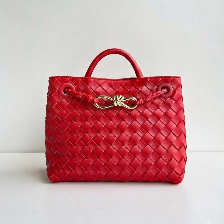 Bottega Veneta Style Metallic Woven Handbag