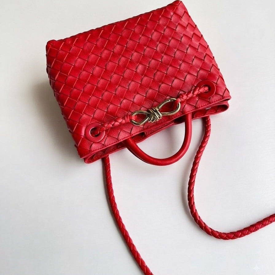 Bottega Veneta Style Metallic Woven Handbag