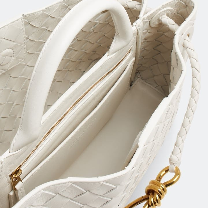 Bottega Veneta Style Metallic Woven Handbag