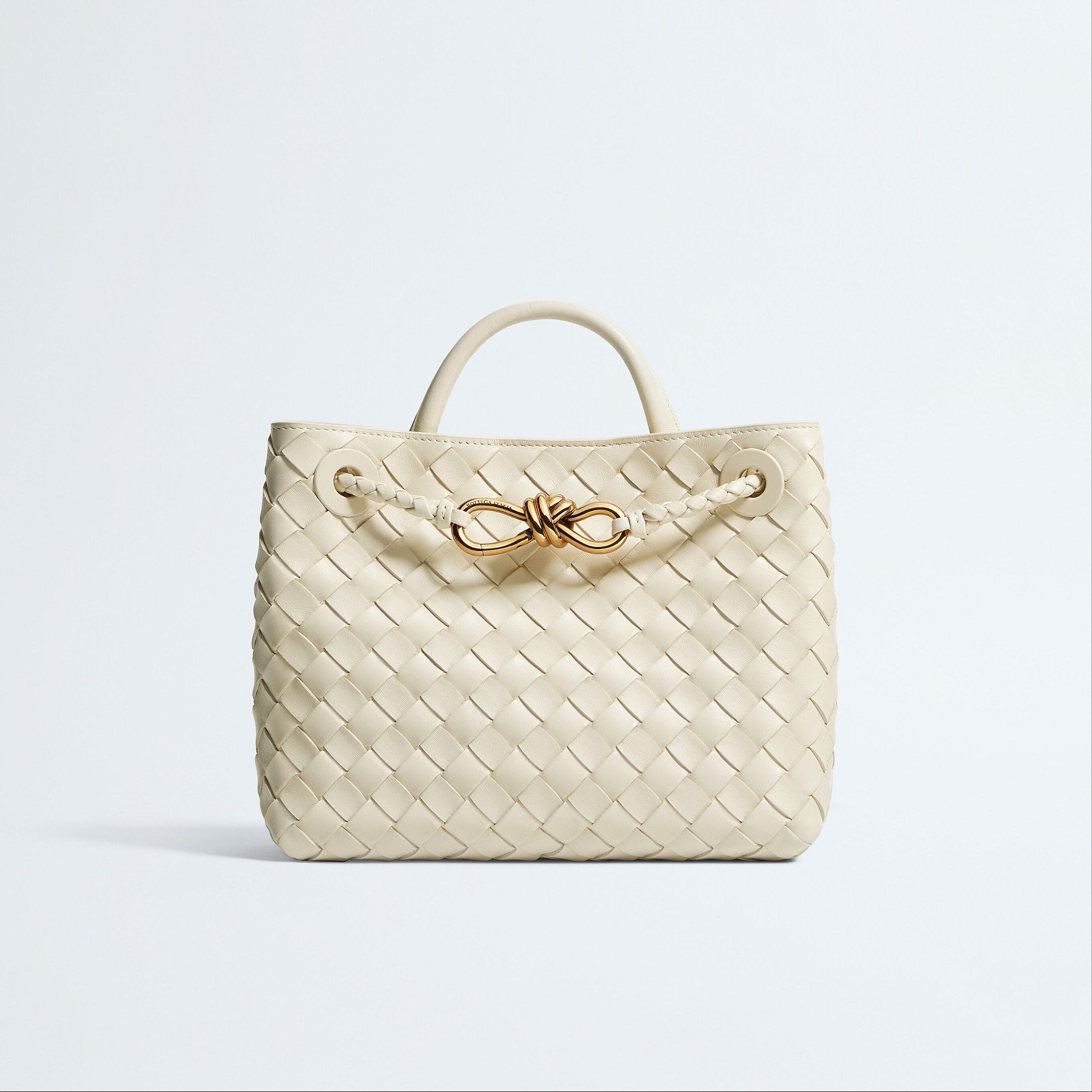 Bottega Veneta Style Metallic Woven Handbag