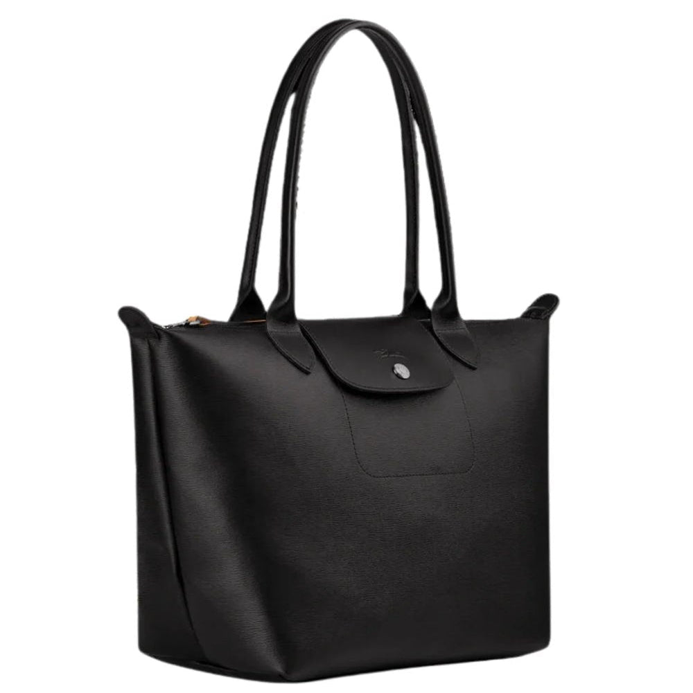Longchamp Inspired Soft PU Leather Essential Black Tote
