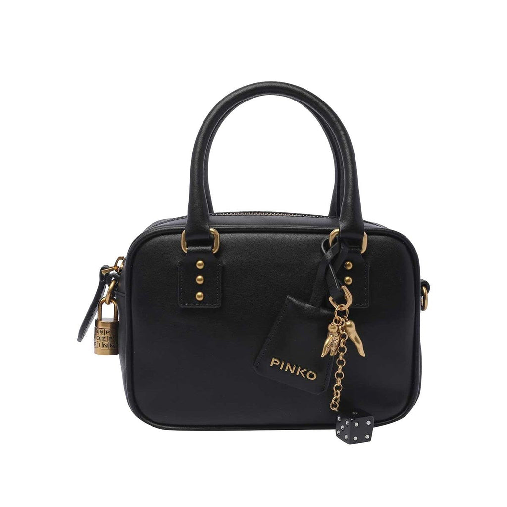 Pinko Black Mirror Original Crossbody Bag with Gold Chain