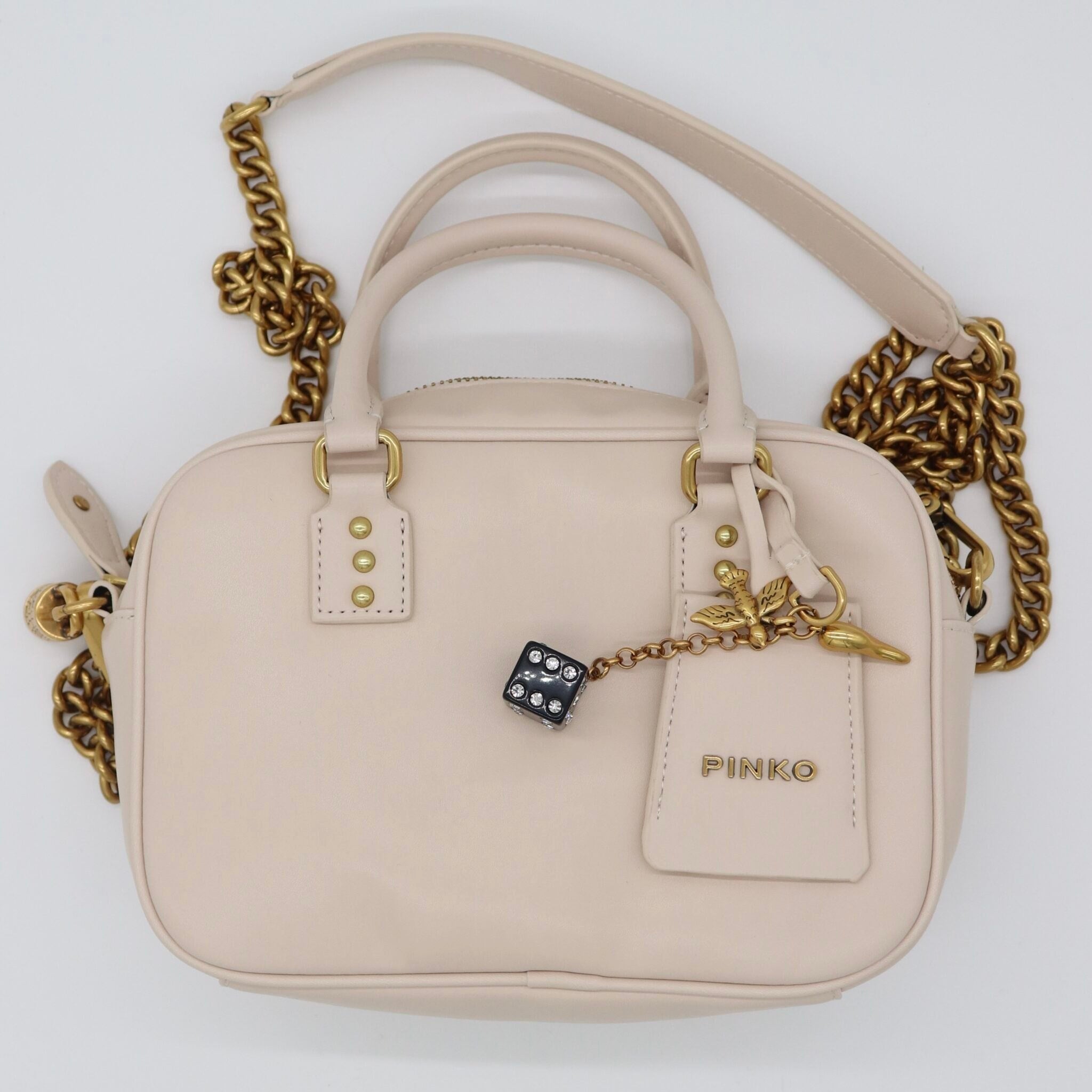Pinko Black Mirror Original Crossbody Bag with Gold Chain