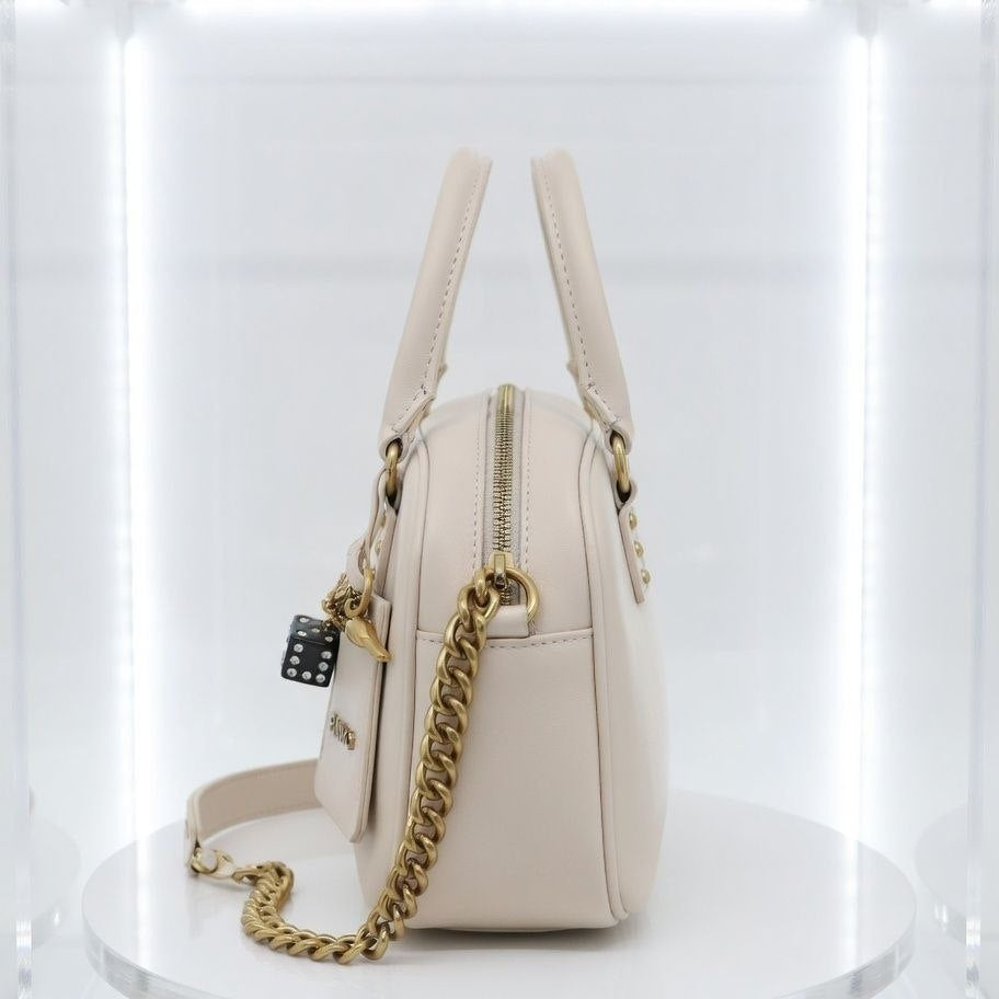 Pinko Black Mirror Original Crossbody Bag with Gold Chain