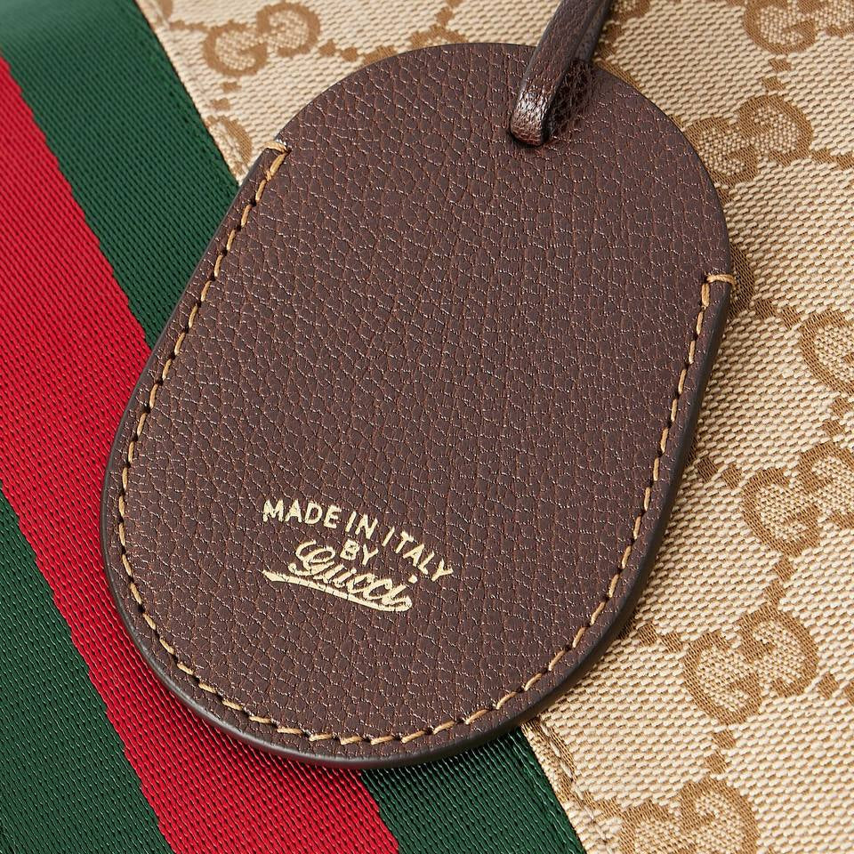 Gucci Horsebit Shoulder Bag in Monogram Canvas with Web Stripe