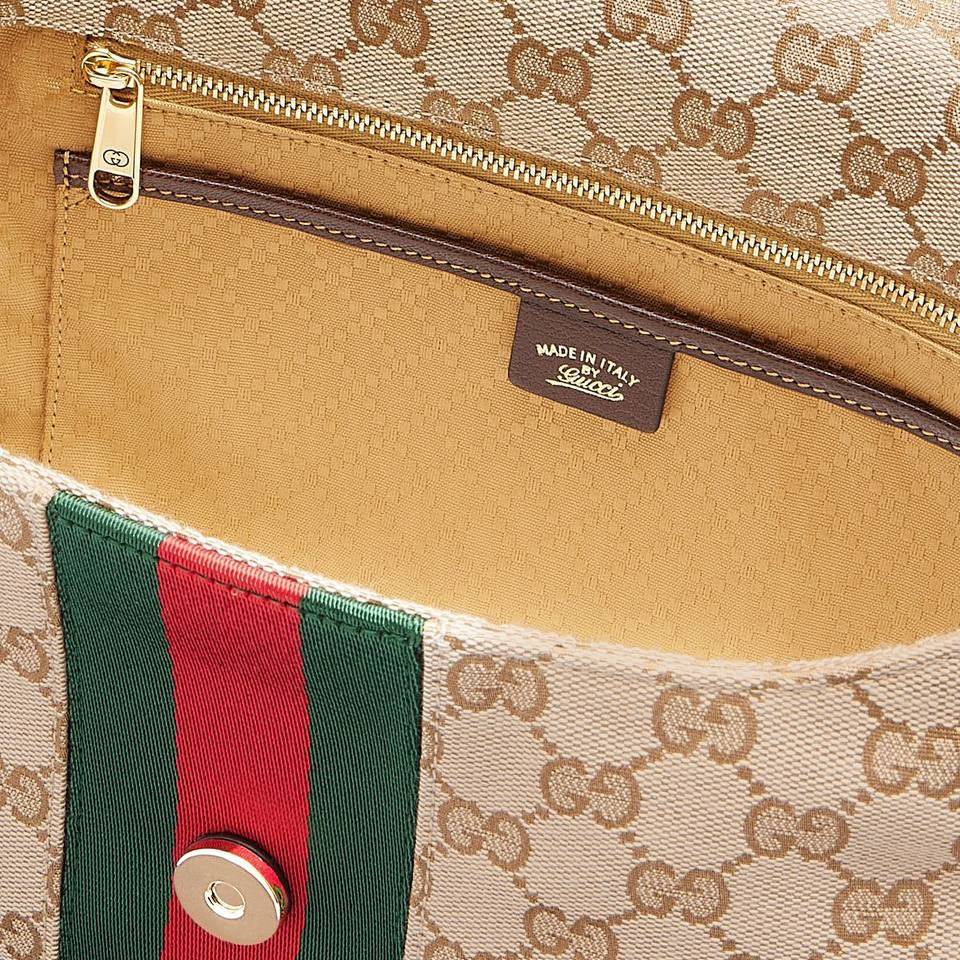 Gucci Horsebit Shoulder Bag in Monogram Canvas with Web Stripe