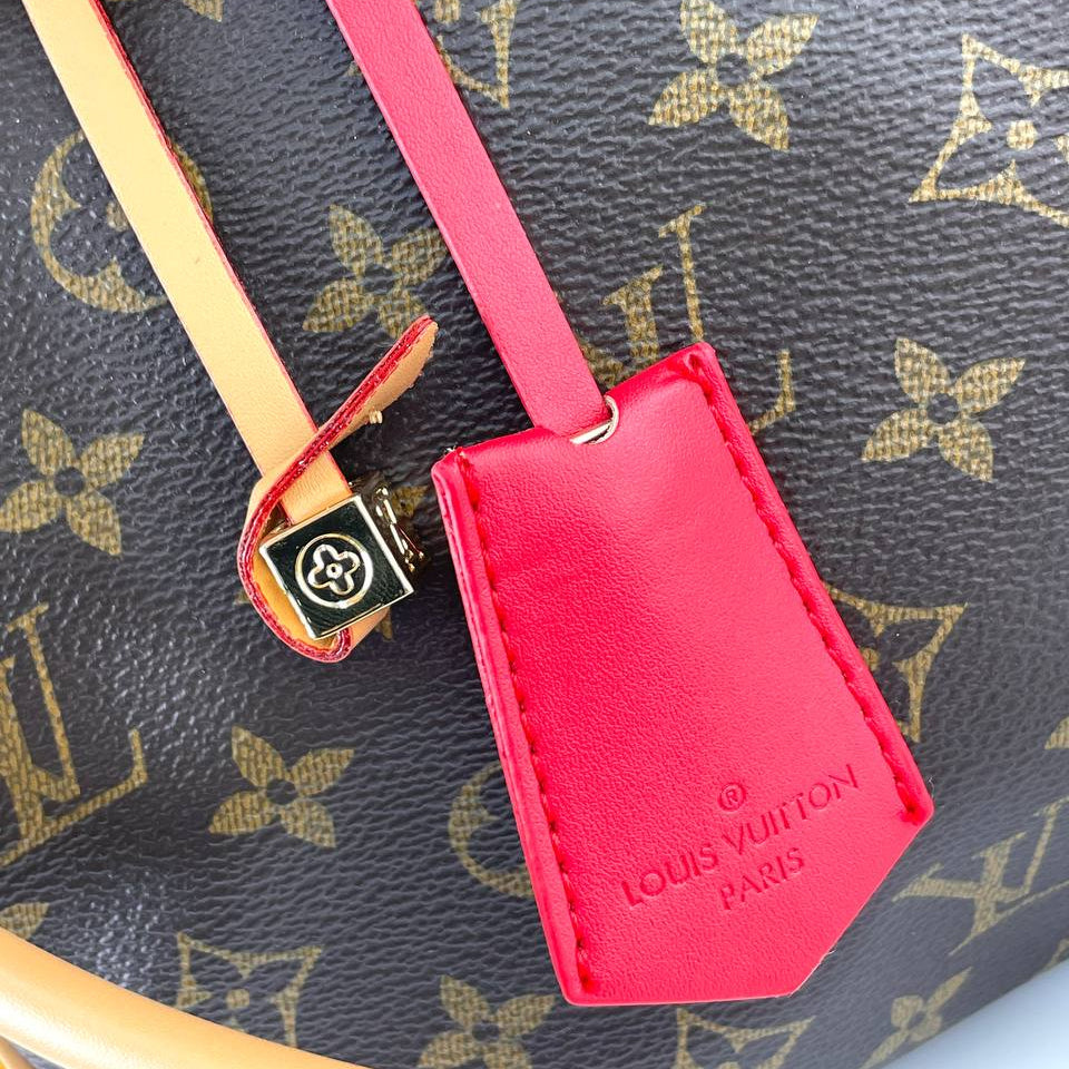 Louis Vuitton Monogram Canvas Bag with Burgundy Leather Accents