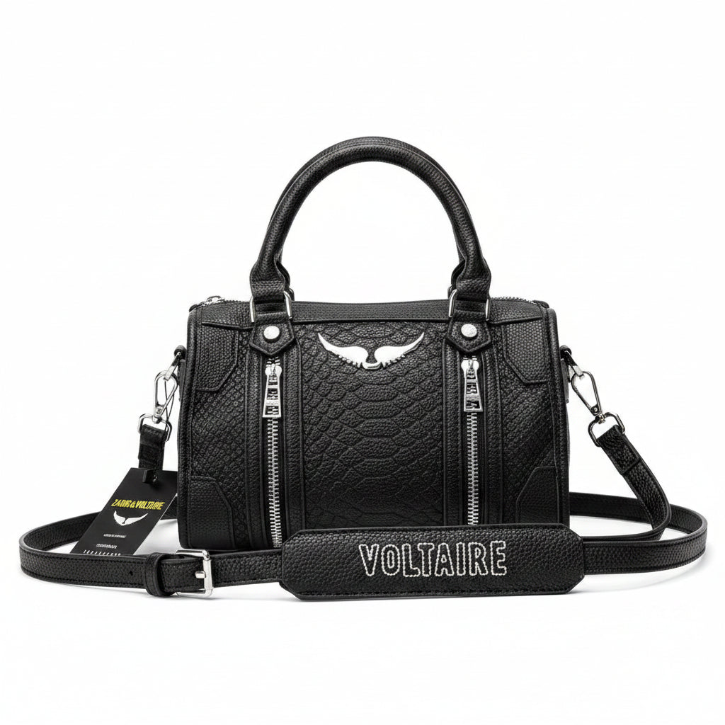 Zadig & Voltaire Textured Leather Handbag with Silver Hardware
