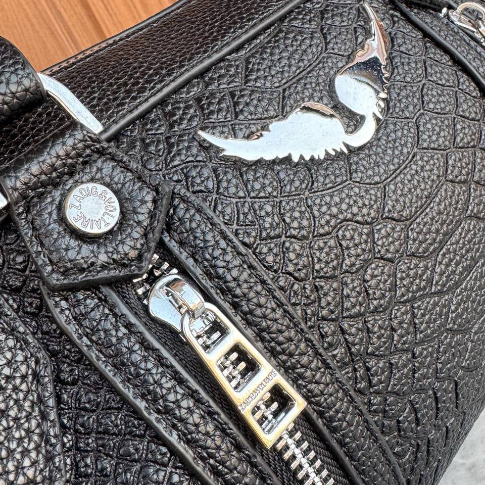 Zadig & Voltaire Textured Leather Handbag with Silver Hardware