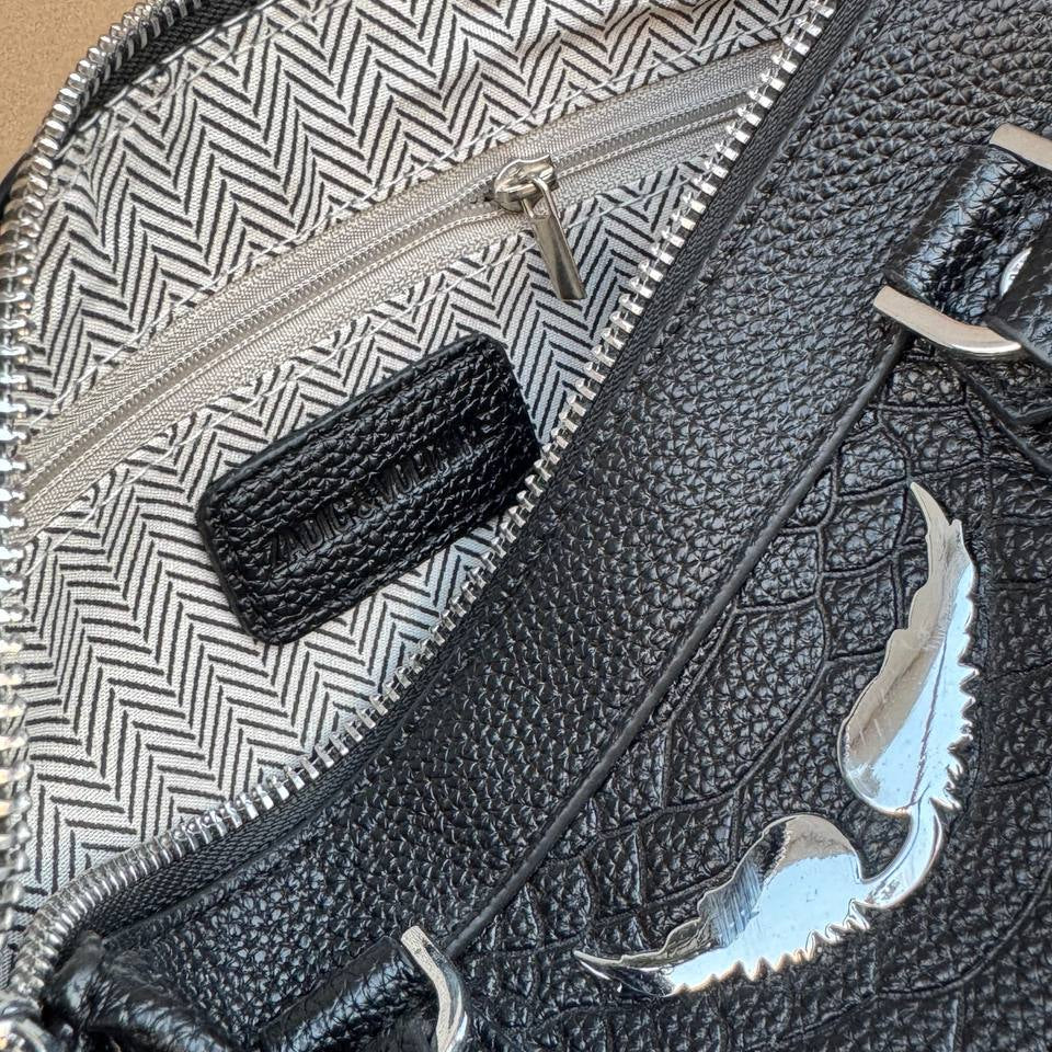 Zadig & Voltaire Textured Leather Handbag with Silver Hardware