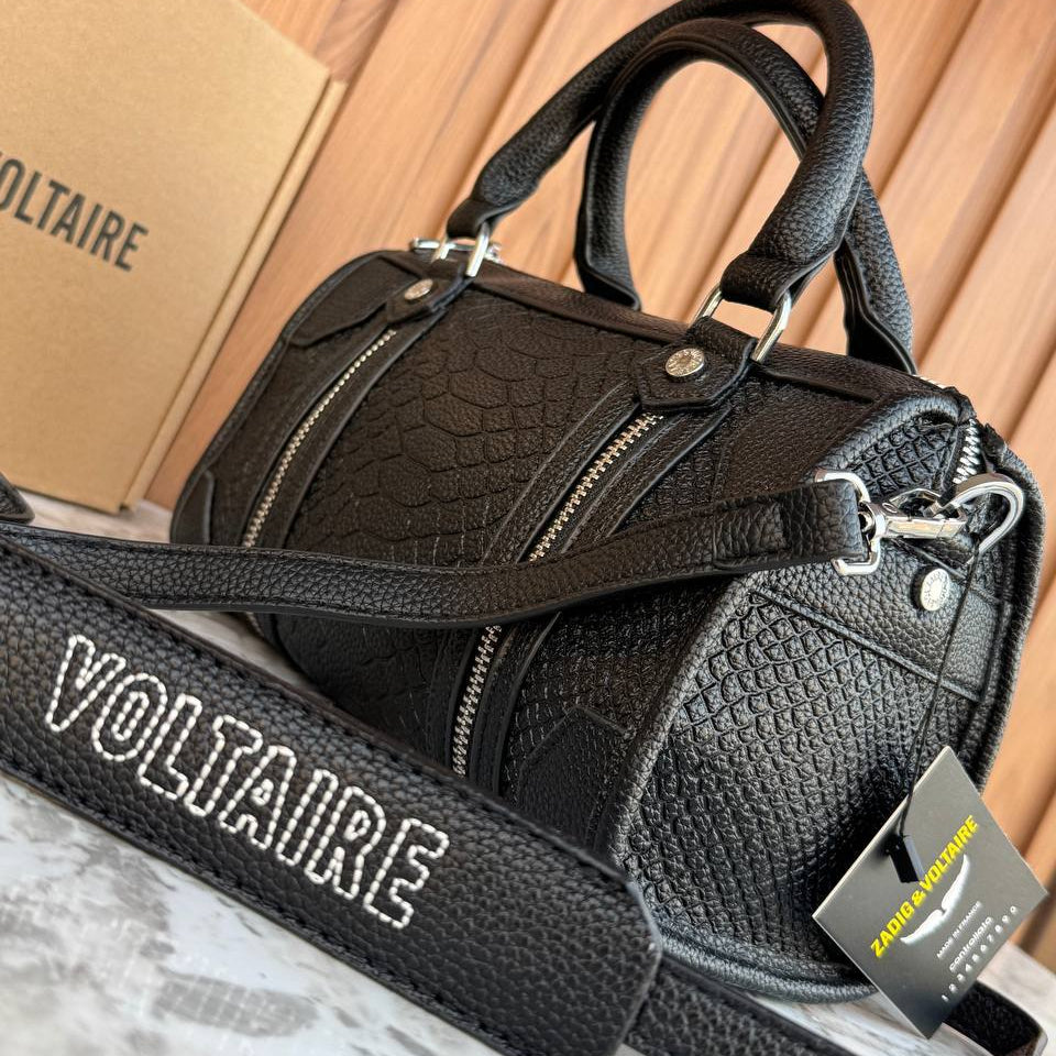 Zadig & Voltaire Textured Leather Handbag with Silver Hardware