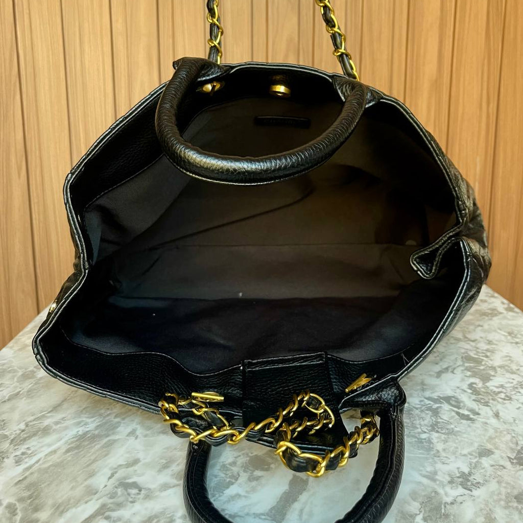 Chanel Quilted Leather Tote with Gold Tone Chain Hardware