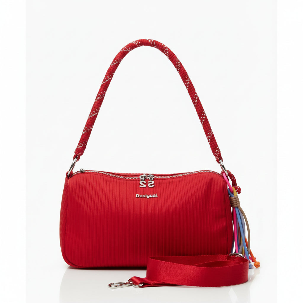 Desigual Pleated Mirror Bag in Vibrant Red
