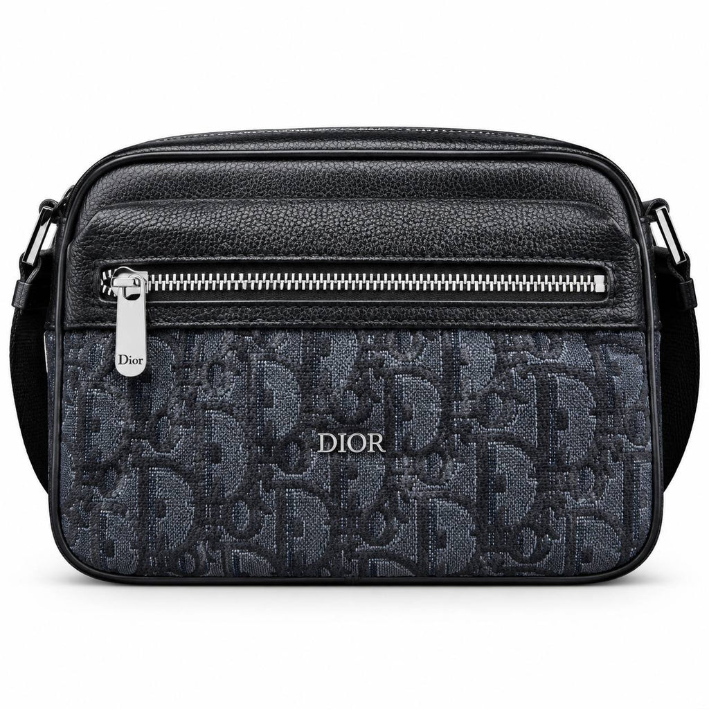 Dior Oblique Jacquard Messenger Bag with Grained Leather
