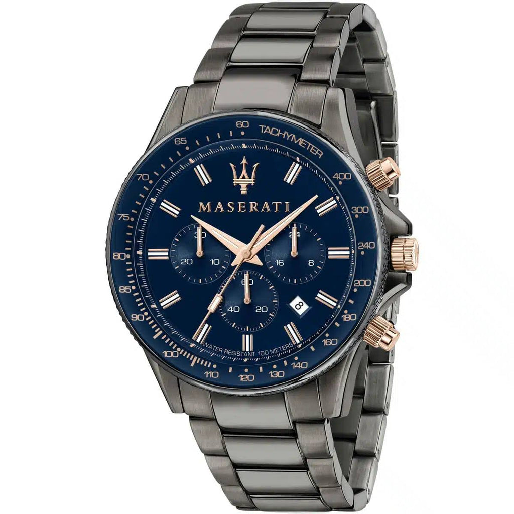 Maserati Men Chronograph Watch with Dark Grey Metal Bracelet