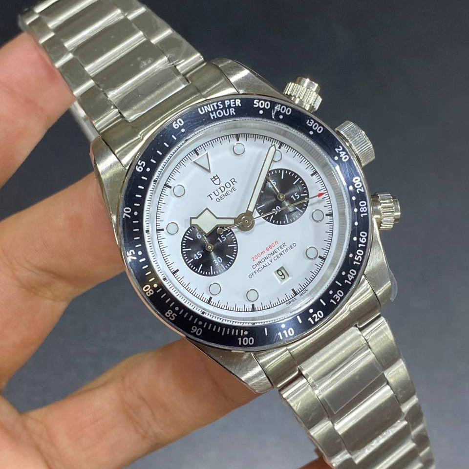 Tudor Chronograph Stainless Steel Watch with Gradient Dial