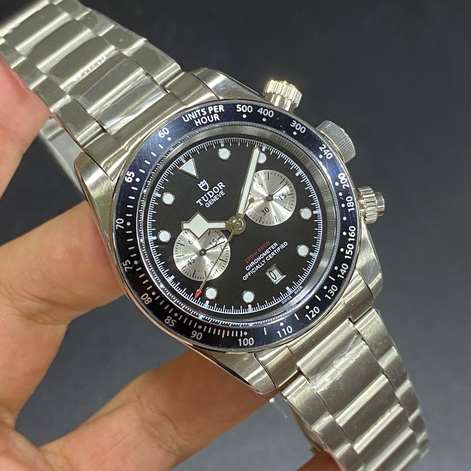 Tudor Chronograph Stainless Steel Watch with Gradient Dial