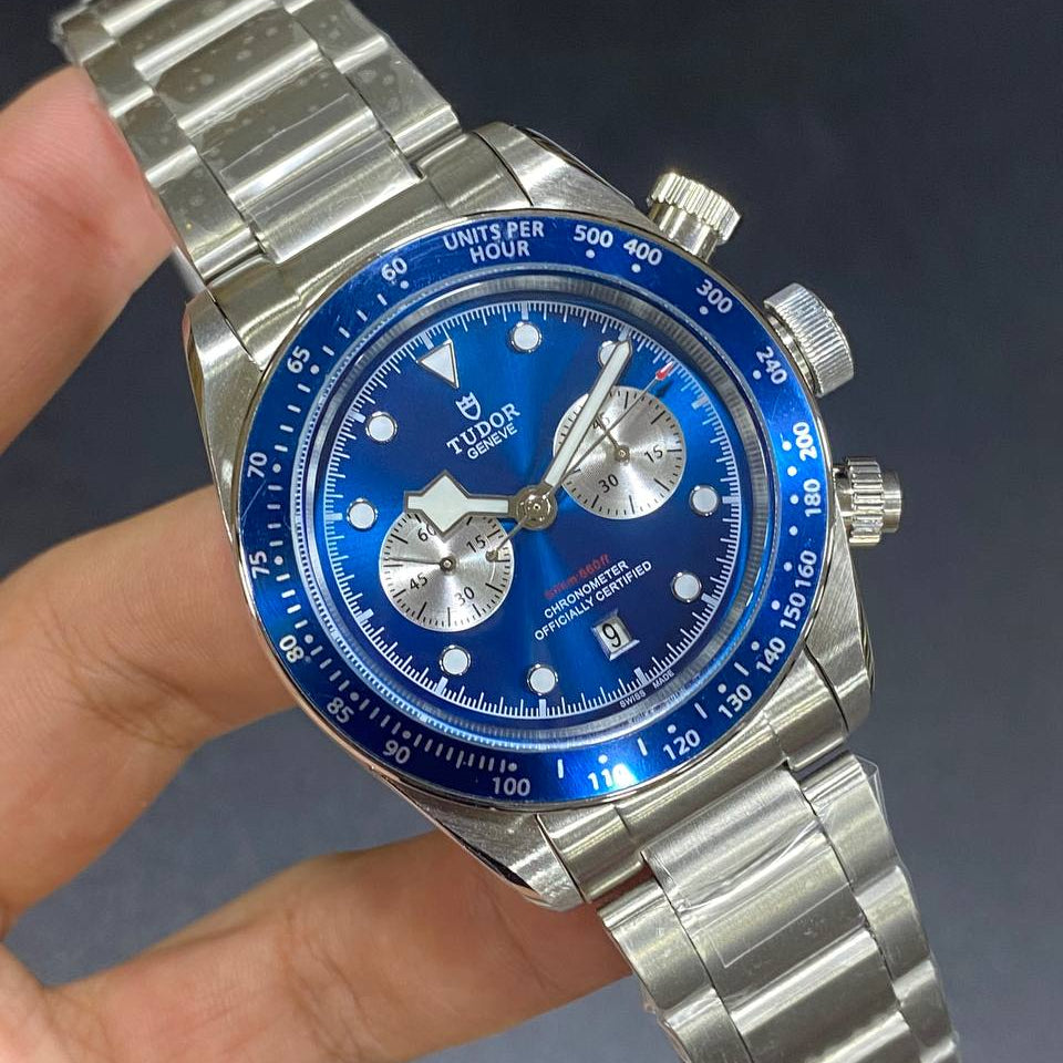 Tudor Chronograph Stainless Steel Watch with Gradient Dial