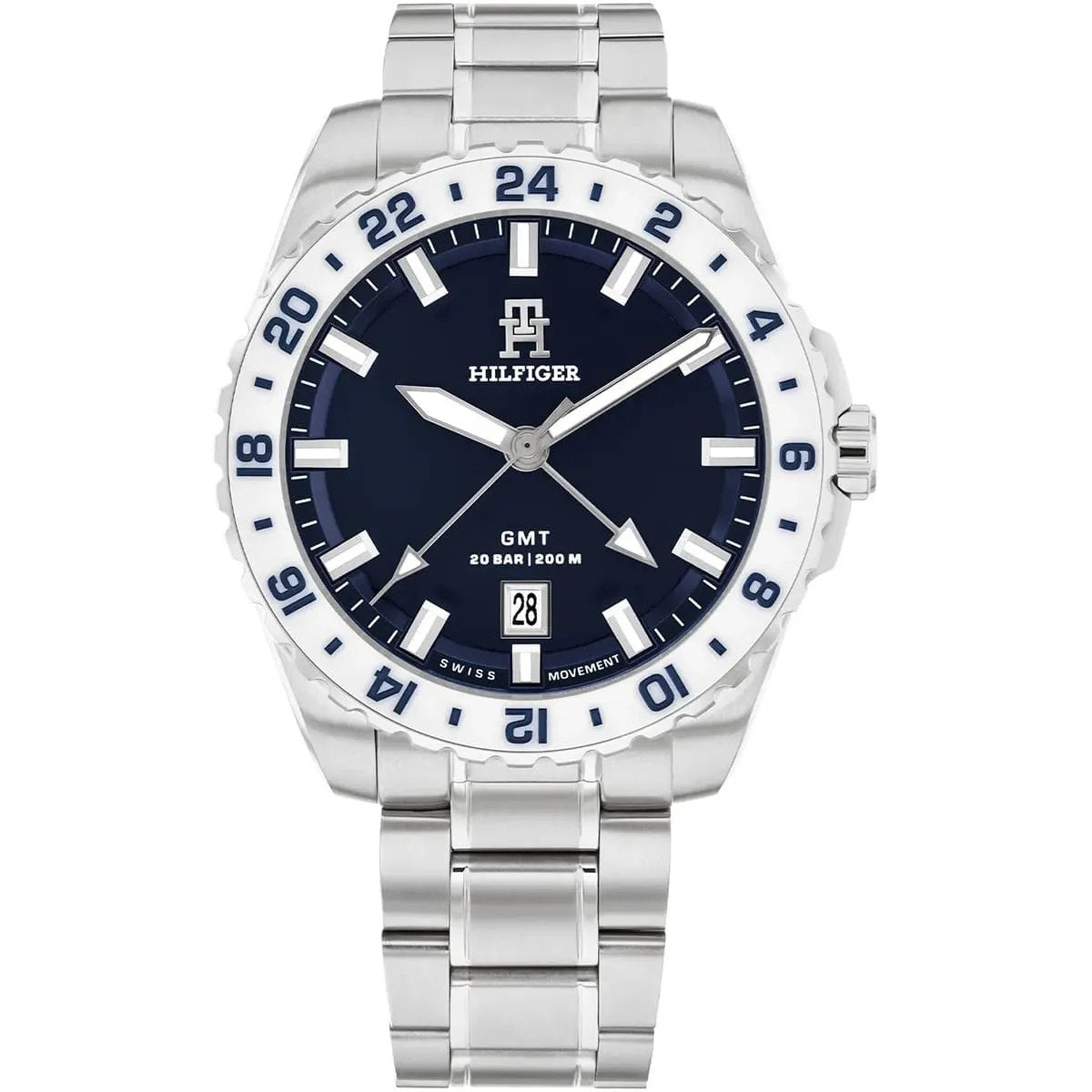 Tommy Hilfiger GMT Stainless Steel Watch with Pepsi Bezel