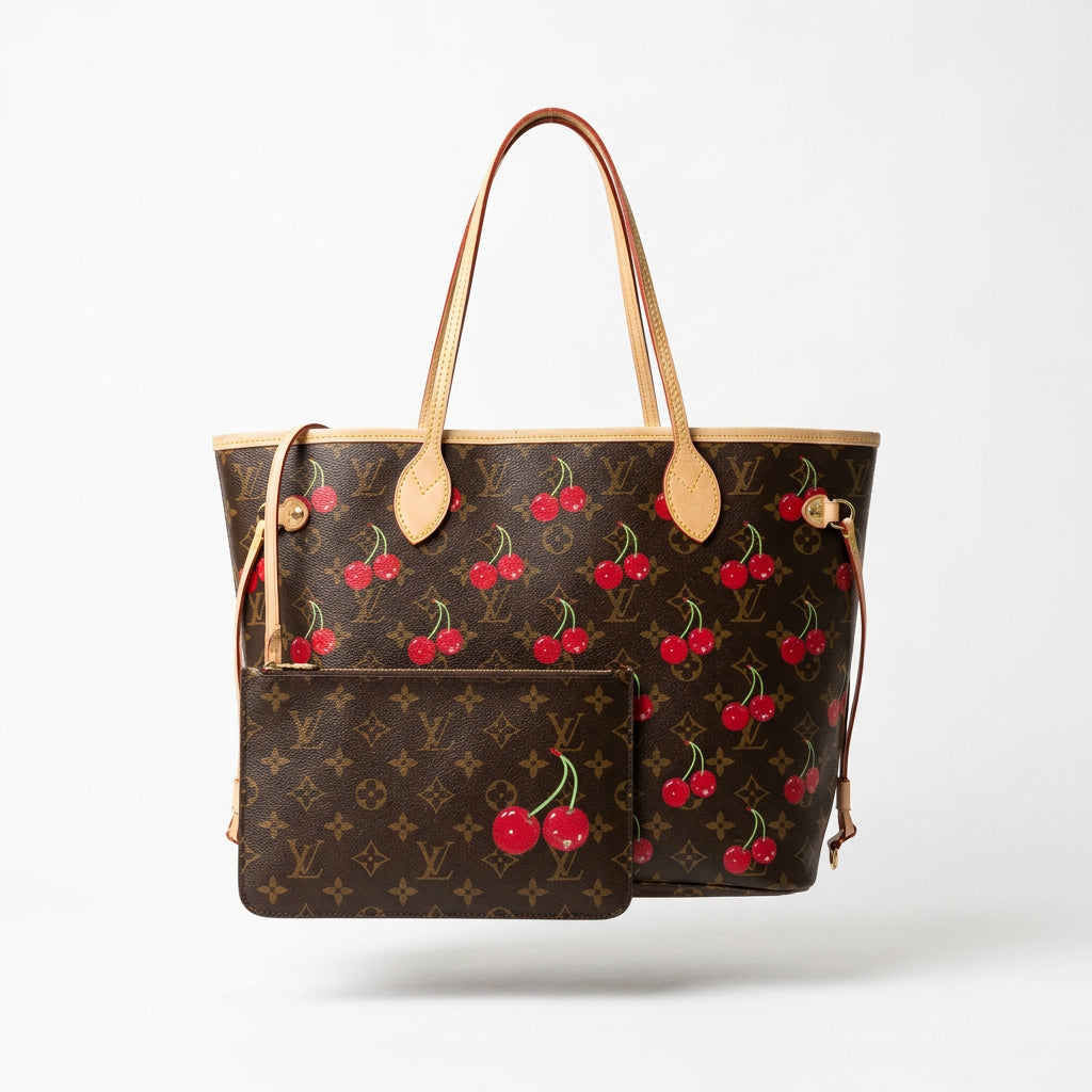 Louis Vuitton Monogram Cherry Print Canvas Tote with Matching Pouch